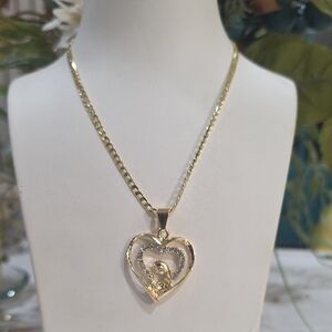 Elegant 14k Gold Plated Heart Pendant Necklace